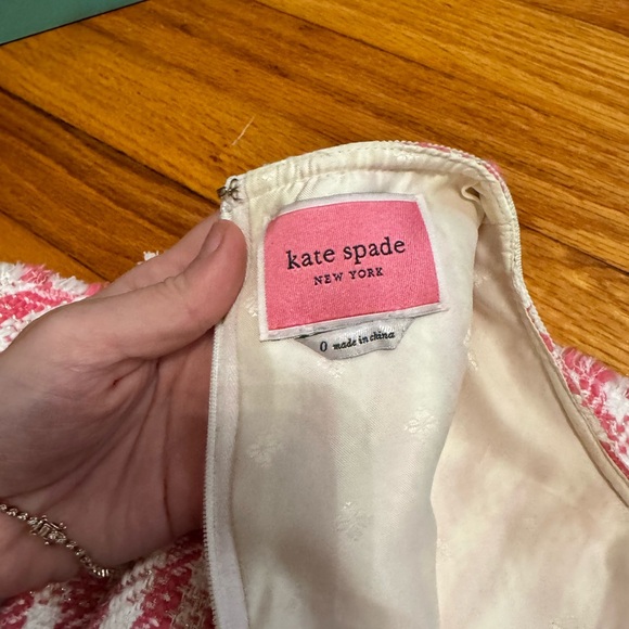 Kate Spade Pink and White Gingham Tweed Dress – Size 0, Like New - Picture 12 of 14